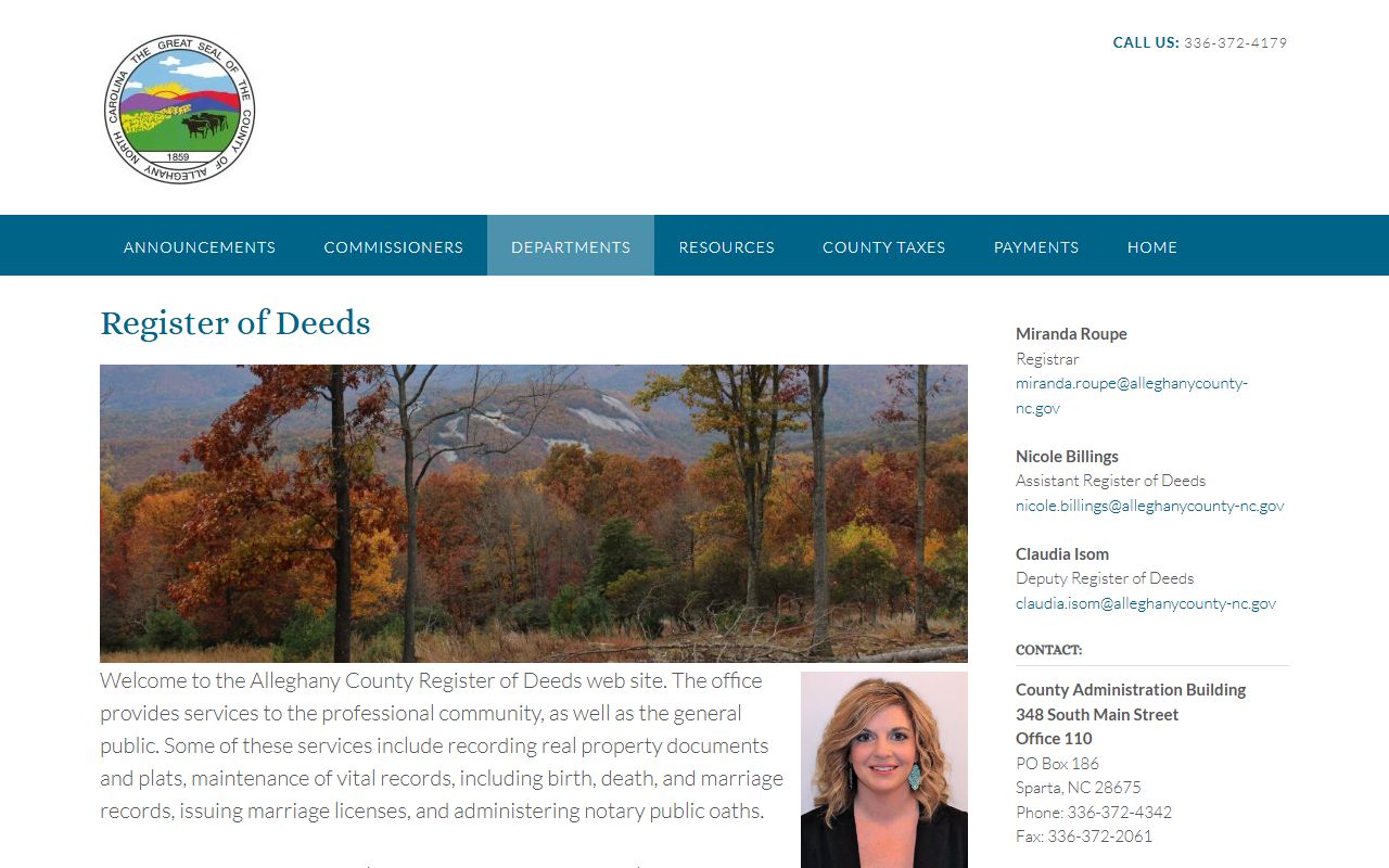Alleghany County Clerk of Superior Court Register of Deeds office distinction