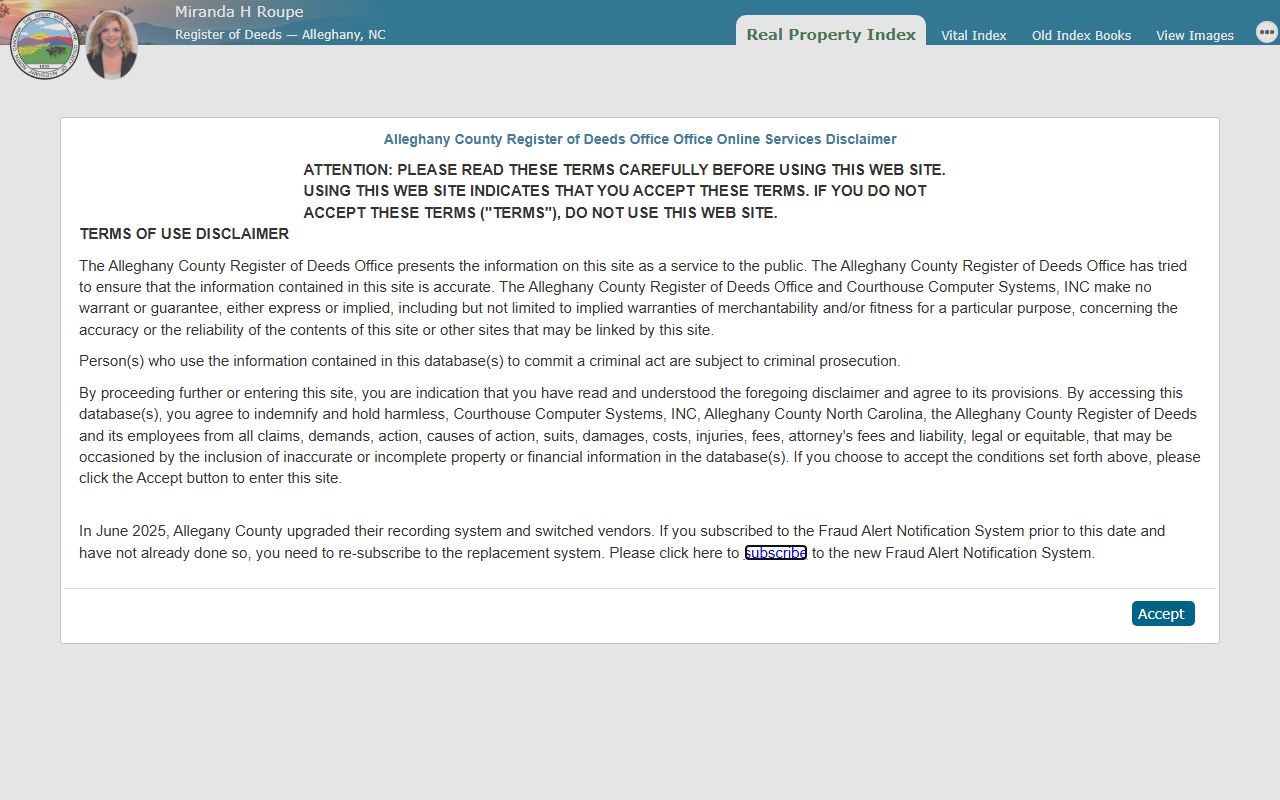 Alleghany County Clerk of Superior Court online record search distinction