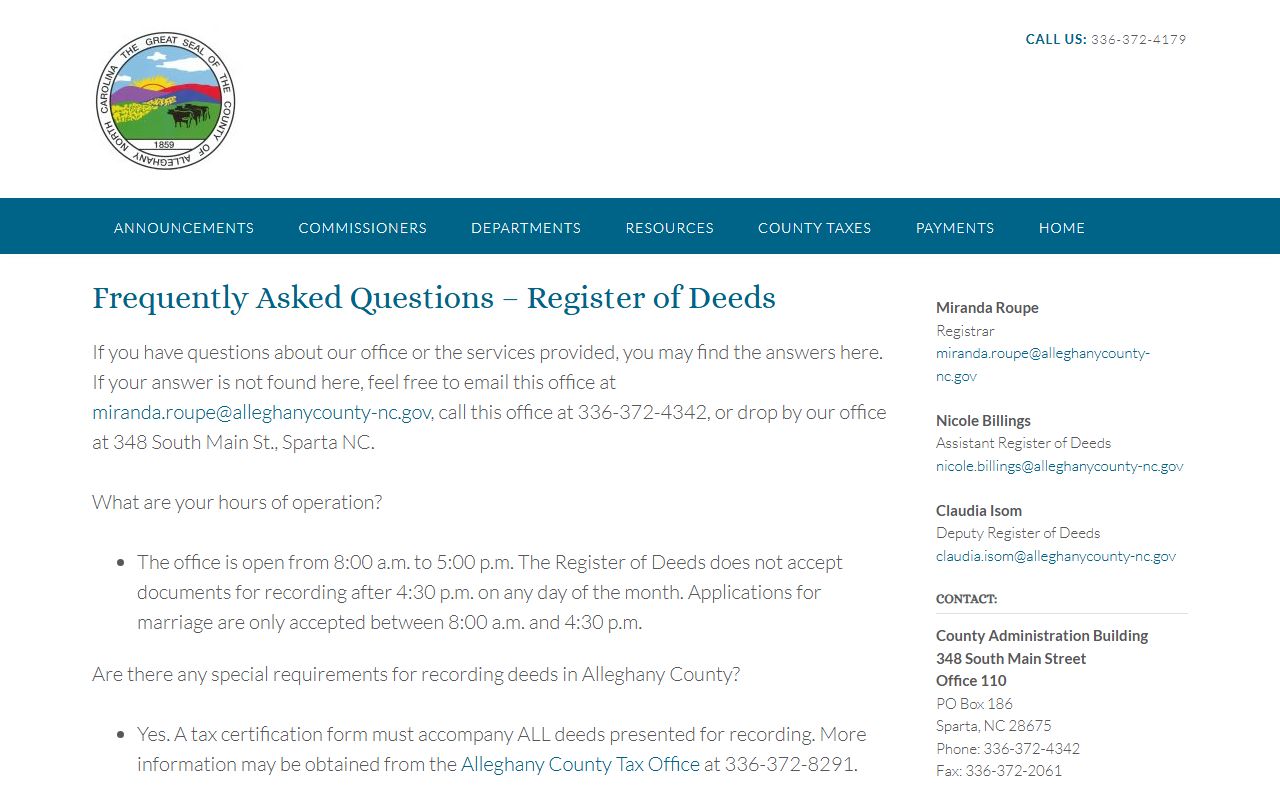 Alleghany County Clerk of Superior Court Register of Deeds FAQ distinction