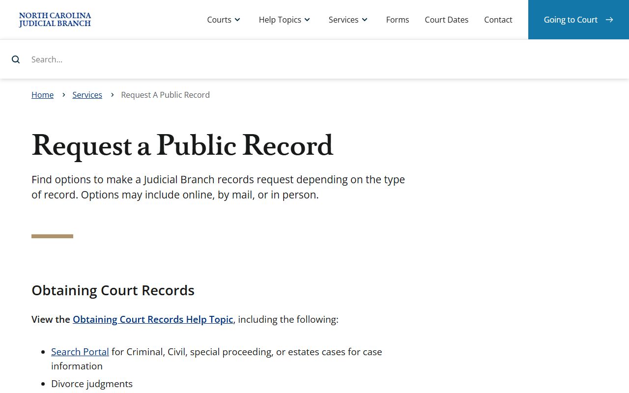 Alleghany County court records Judicial Branch public record request guide