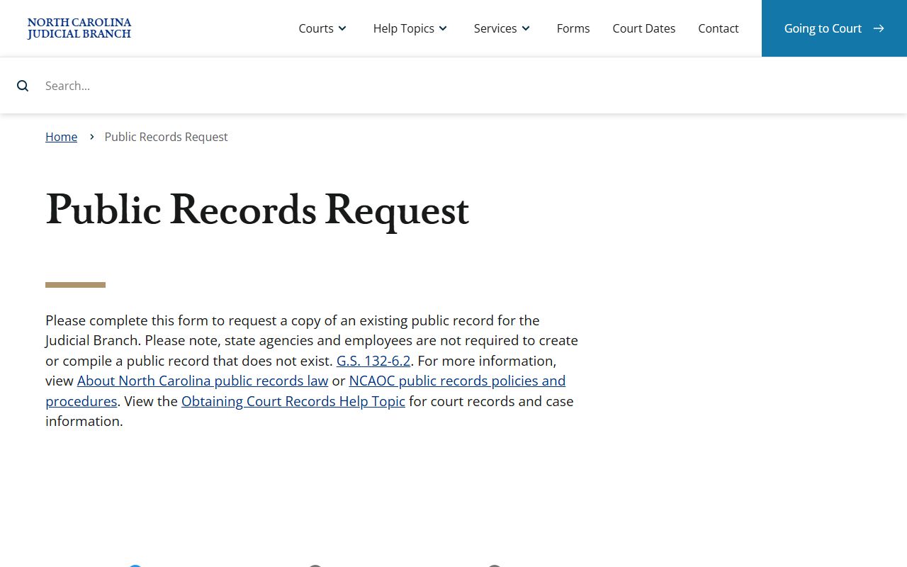 Alleghany County court records NCAOC public records request form
