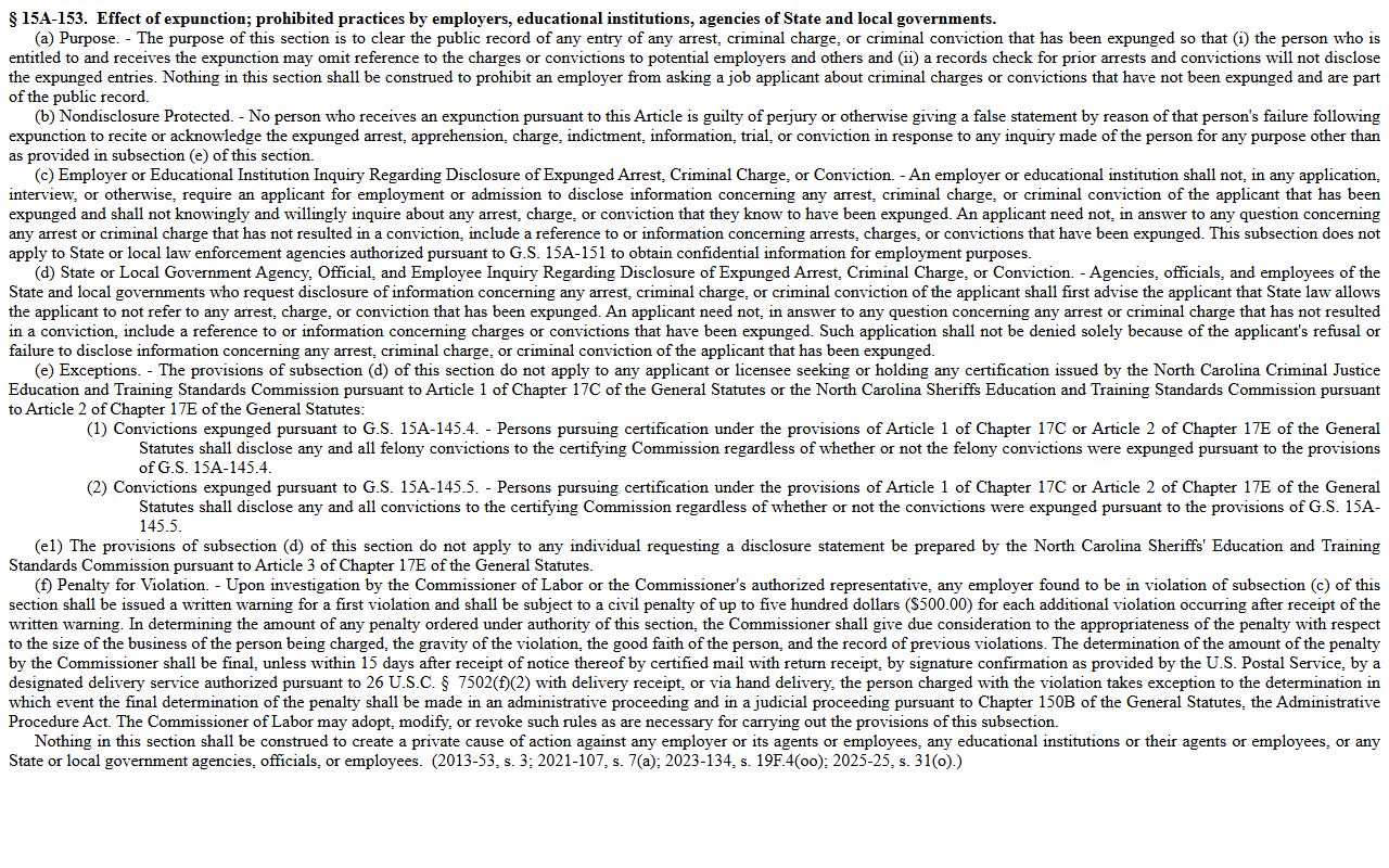 Alleghany County criminal court records effect of expunction statute