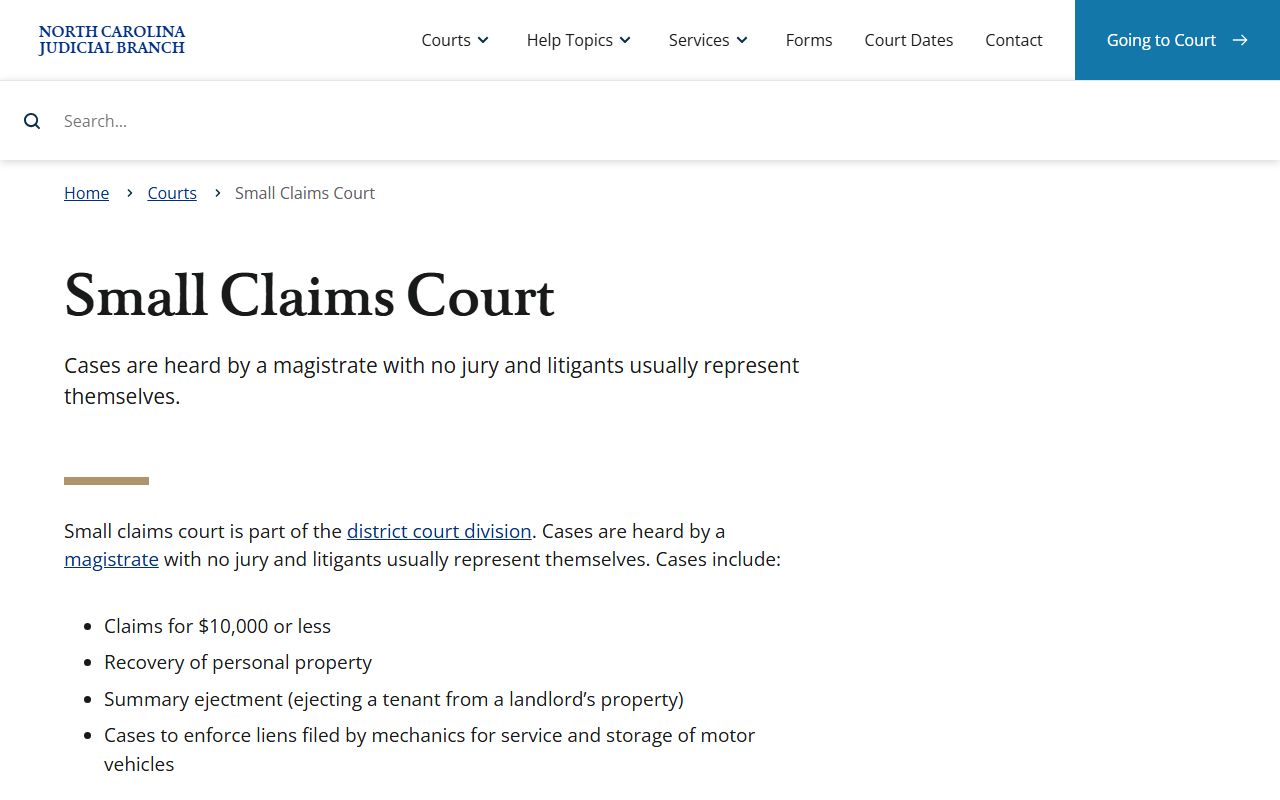 Alleghany County Superior Court small claims magistrate records