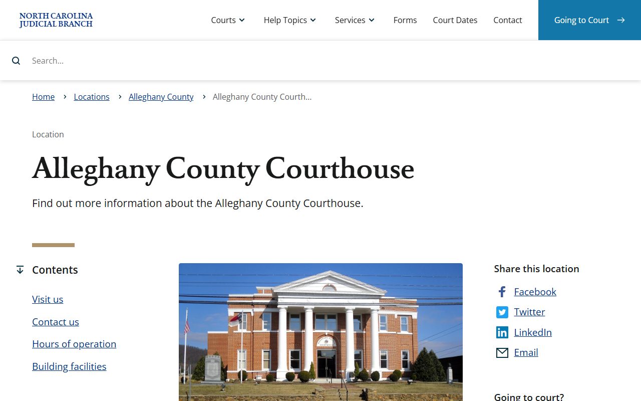 Alleghany County court records courthouse page