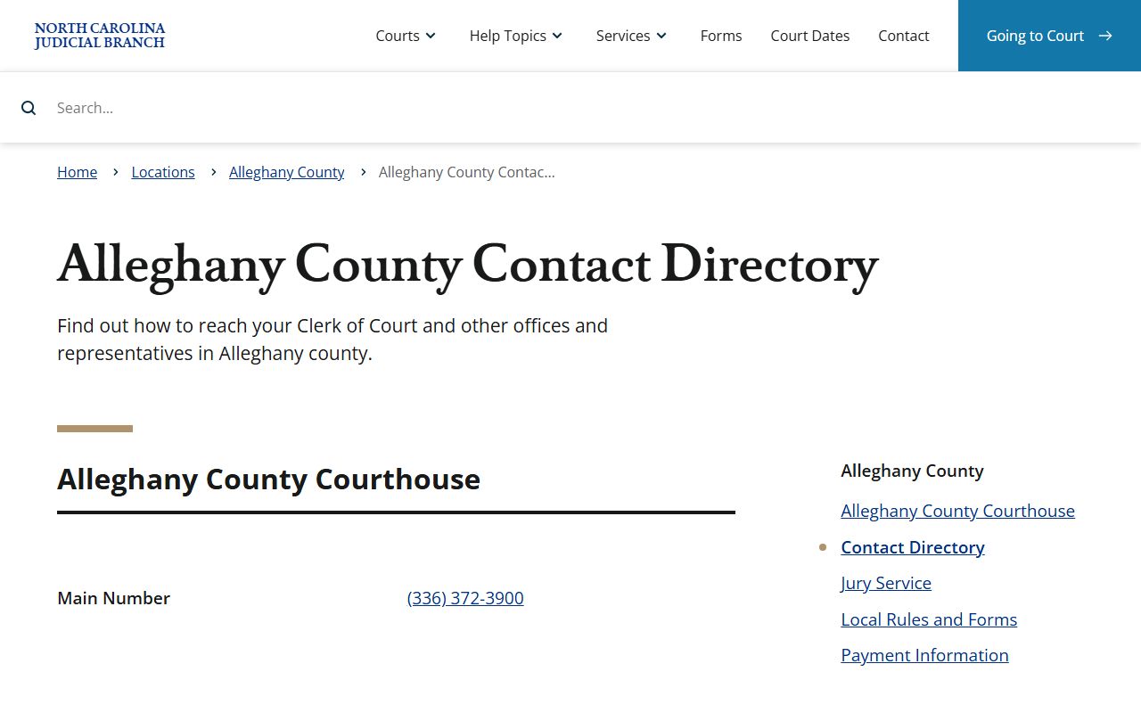 Alleghany County court records contact directory