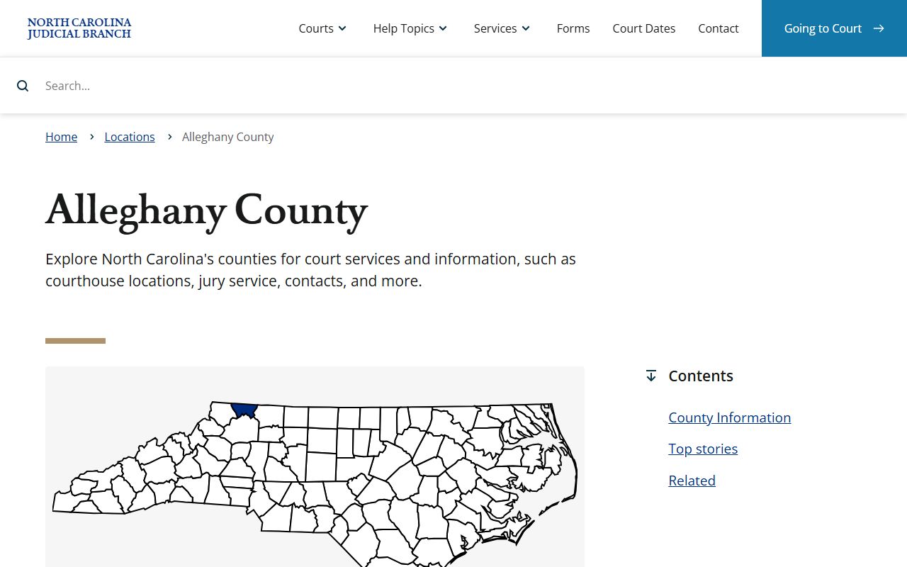 Alleghany County court records NC Judicial Branch location page