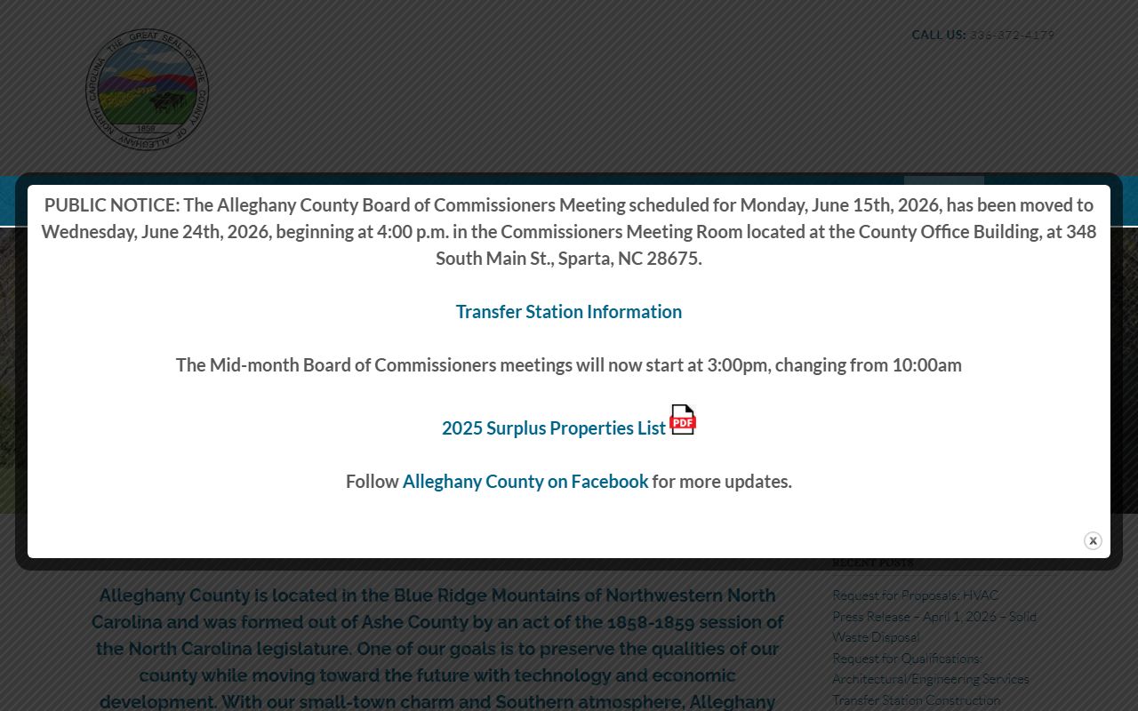Alleghany County court records official county homepage