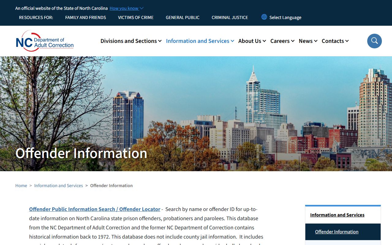 Alleghany County inmate records NC DAC offender search hub