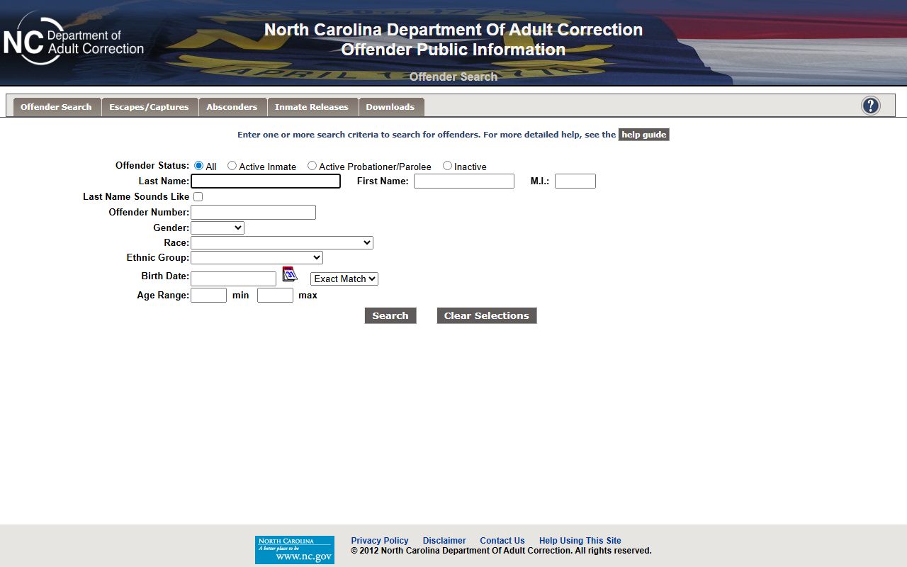 Alleghany County inmate records NC offender public information search