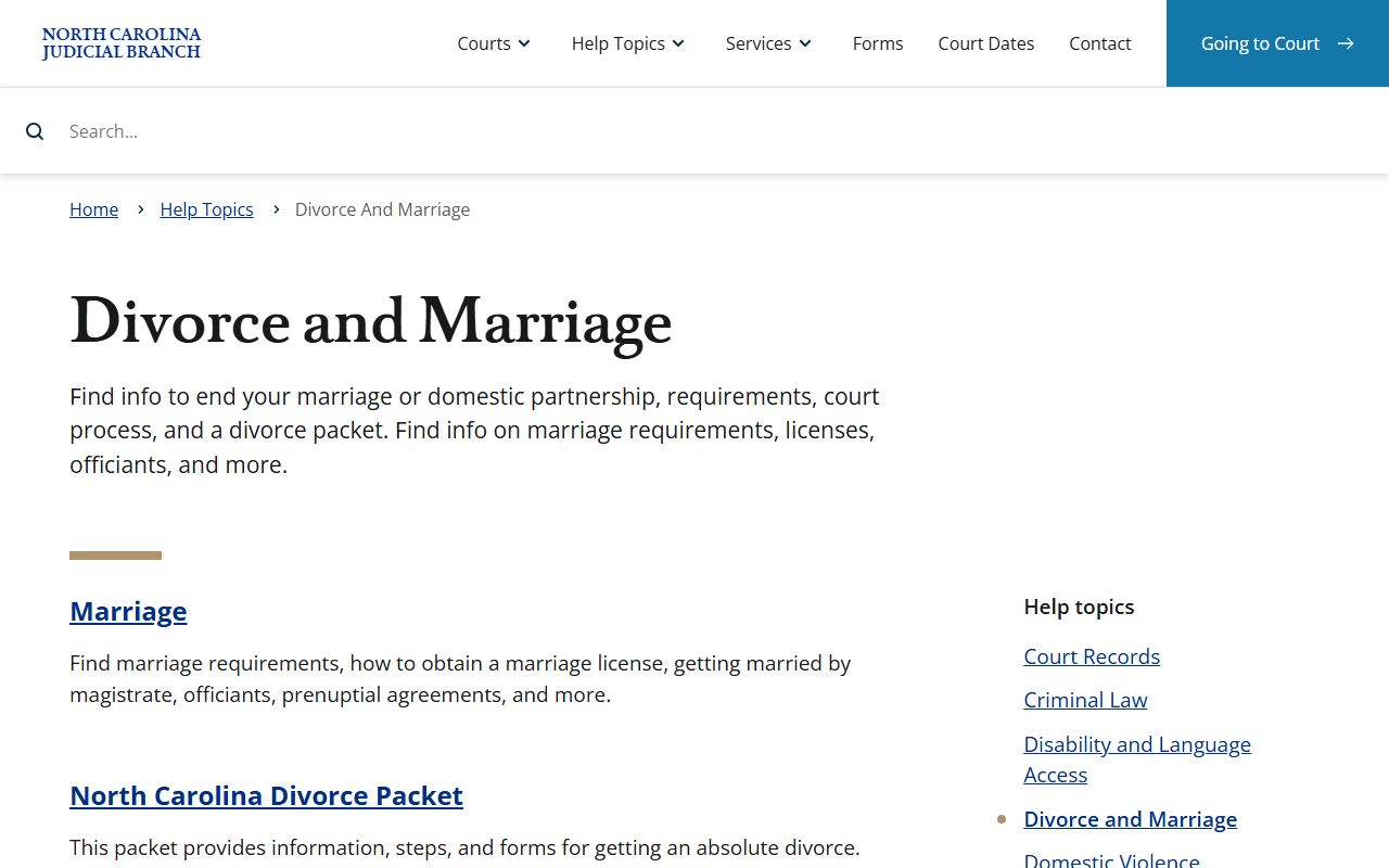Alleghany County marriage and divorce records NC Judicial Branch help topic