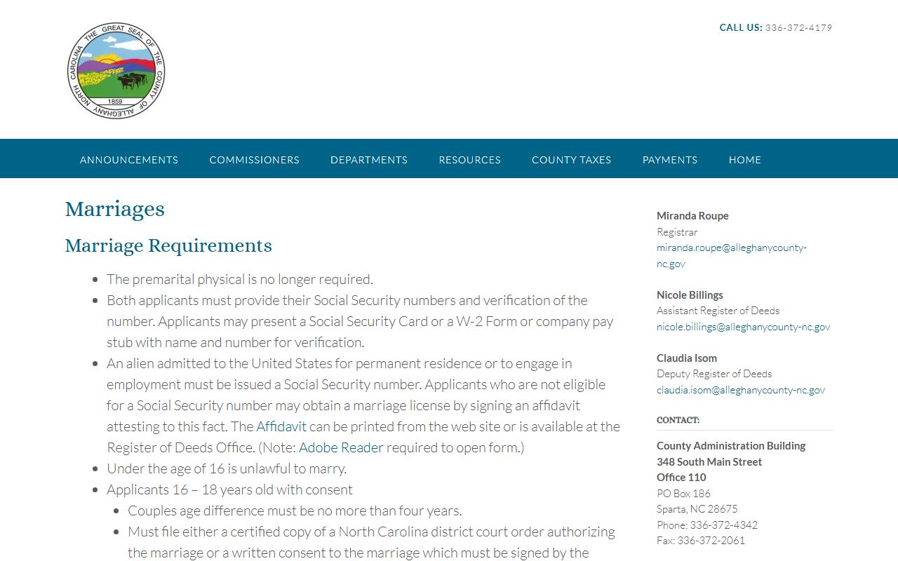 Alleghany County marriage records marriage license requirements