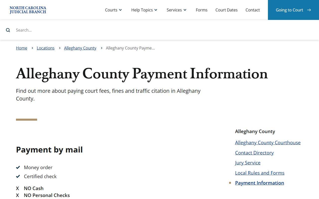 Alleghany County traffic court records payment information