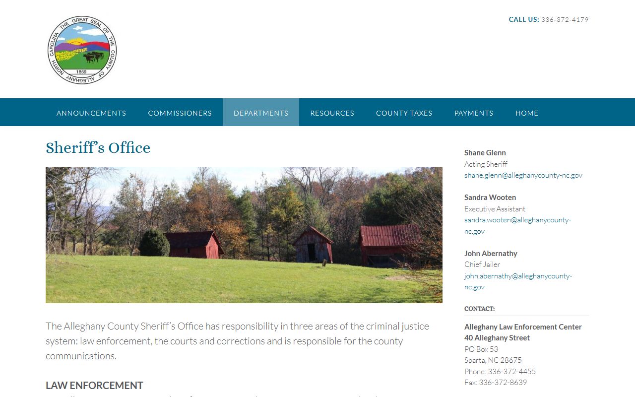 Alleghany County warrant records sheriff office page